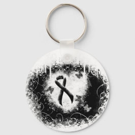 Chaveiro Coração Grunge de Fita Preta