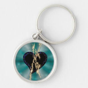 Chaveiro Coração Negro com Flasch e Estrelas no Arco-íris