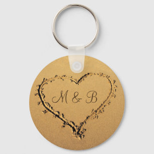 Chaveiro Coração nos monogramas personalizados praia