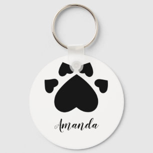 Chaveiro Coração Patas de Cachorrinho Impressão Monogramada