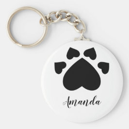 Chaveiro Coração Patas de Cachorrinho Impressão Monogramada