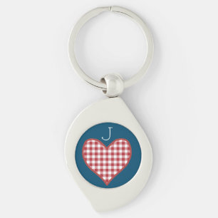 Chaveiro Coração Romântico de Gingham para Personalizar