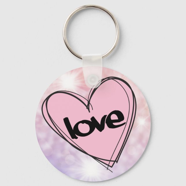 Chaveiro Coração rosa/Amor (luzes cor-de-rosa) (Frente)