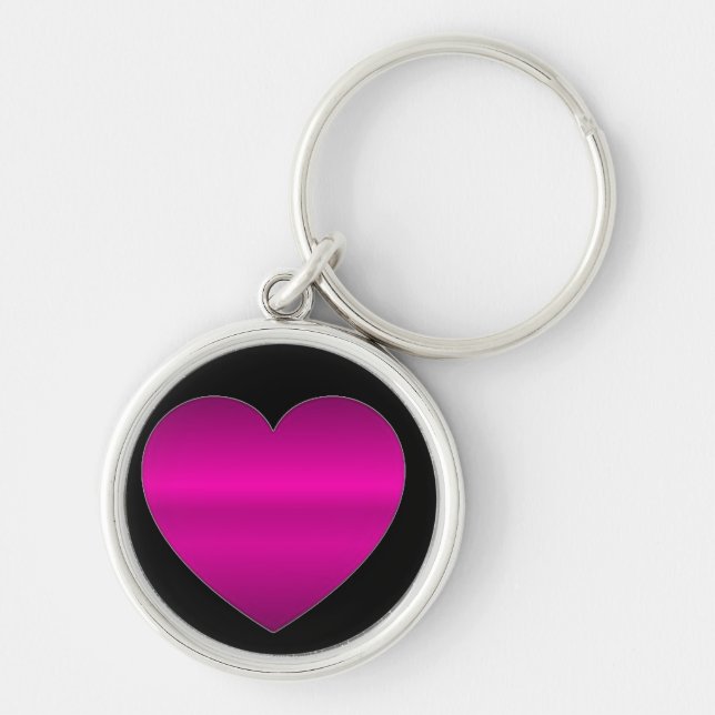 Chaveiro Coração Rosa Brilhante (Frente)