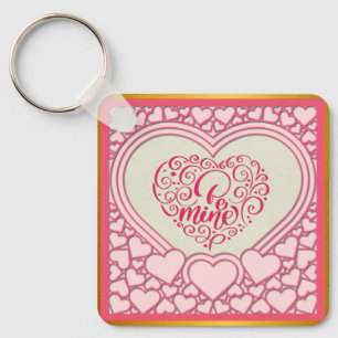 Chaveiro Coração Rosa Elegante Feliz Dia dos Namorados Eleg
