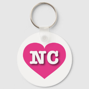 Chaveiro Coração Rosa Quente da Carolina do Norte - Grand