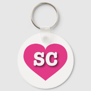 Chaveiro Coração Rosa Quente da Carolina do Sul - Grande 