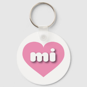 Chaveiro Coração Rosa Sólido MIchigan - amor