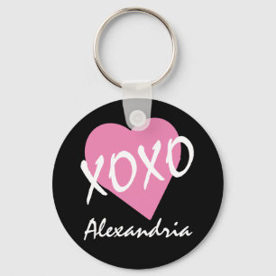 Chaveiro Coração Rosa XOXO do namorados