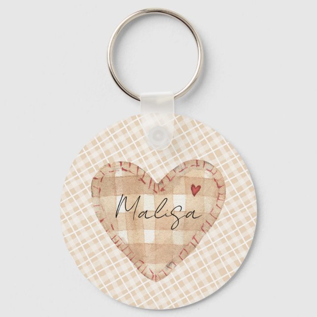 Chaveiro Coração russa bonito personalizada Padrão tartaro  (Frente)