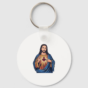 Chaveiro Coração Sagrado Gravura Vintage Vetor Religioso De