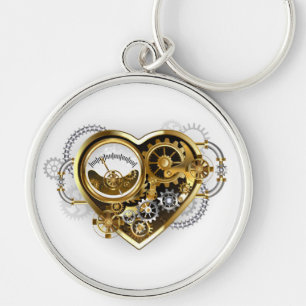 Chaveiro Coração Steampunk com Manômetro