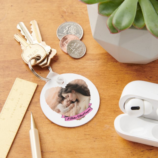 Chaveiro Coração, Texto Personalizado e Foto (Mesa)