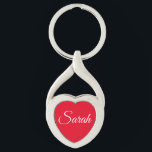 Chaveiro Coração Vermelho e Branco<br><div class="desc">Este belo porta-chaves está aqui para garantir que você possa manter o controle de suas chaves. Personalizável. Por Sharon Lee Hudson.</div>