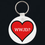 Chaveiro coração WJD<br><div class="desc">Lembre-se do que Jesus faria com esta chaveiro WJD.</div>
