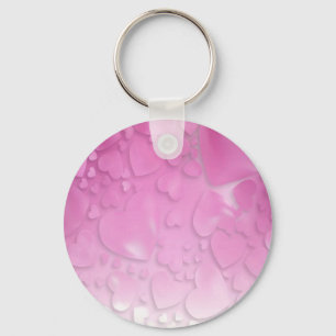 Chaveiro Corações abstrato cor-de-rosa e brancos