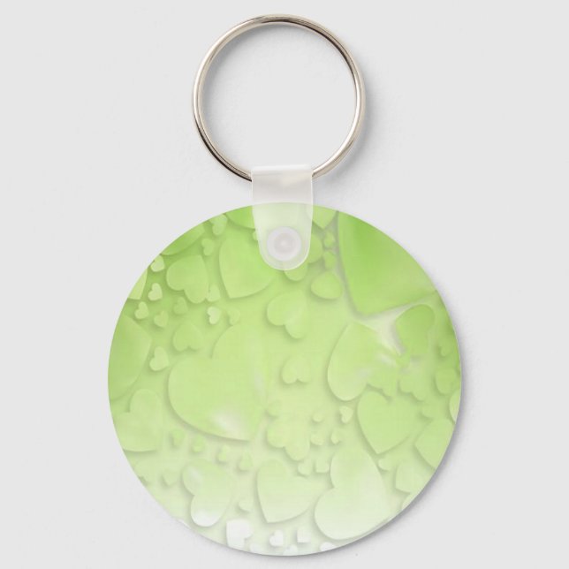 Chaveiro Corações abstrato verde e branco (Frente)