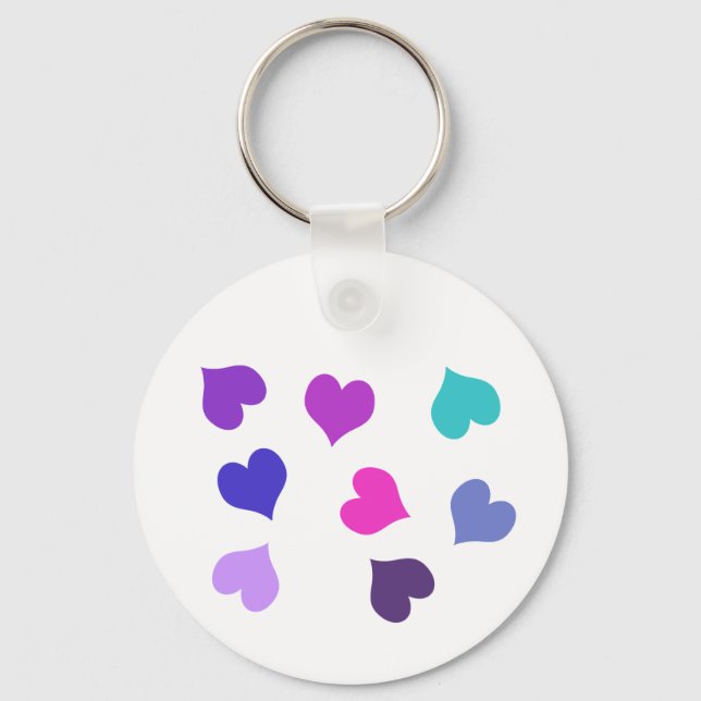 Chaveiro Corações coloridos fofos (Frente)