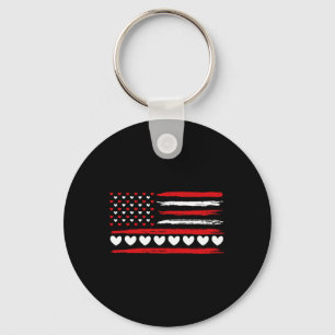 Chaveiro Corações da Bandeira Americana Amor Patriótico Fel