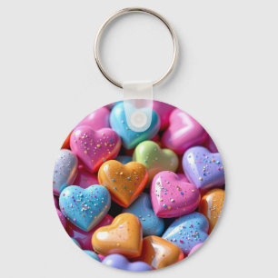 Chaveiro Corações de Amor de Balas Coloridos