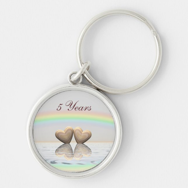 Chaveiro Corações de Madeira do 5 Aniversário (Frente)