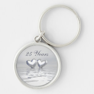 Chaveiro Corações de prata do aniversário