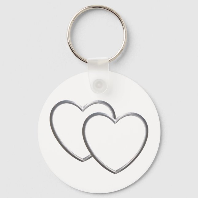 Chaveiro Corações Duplos Prateados (Frente)
