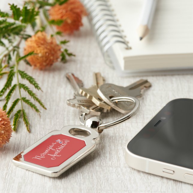 Chaveiro Corações Entwinados Noruegueses Americanos Keyring (Lateral)