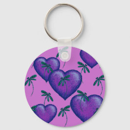 Chaveiro Corações Roxos e Dragões