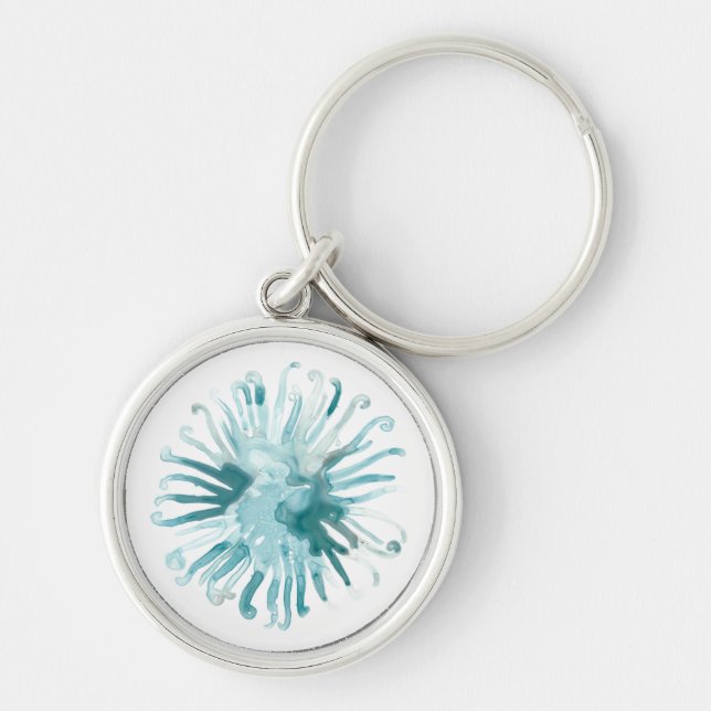 Chaveiro Coral de Aquarela - Azul 2 (Frente)