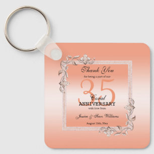 Chaveiro Coral Gem & Glitter 35º Aniversário de Casamento