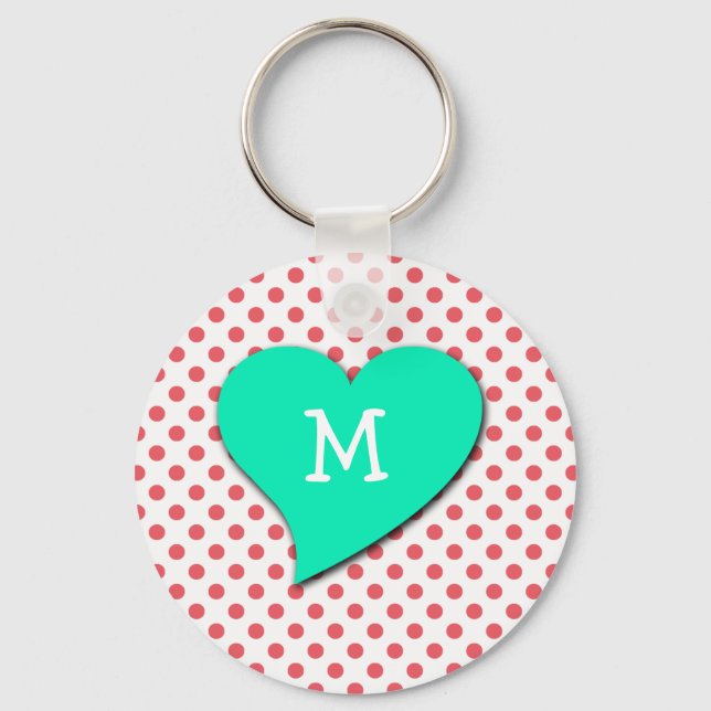 Chaveiro Coral Pink Bolinhas-Monograma por Shirley Taylor (Frente)