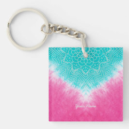 Chaveiro Corante rosa e azul colado com modo Mandala