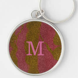 Chaveiro Corda de Teclas com Monograma em Glitter Rosa Marr