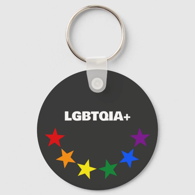 Chaveiro CORES DA BANDEIRA ARCO-ÍRIS ESTRELAS + suas ideias (Frente)