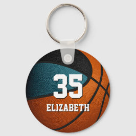 Chaveiro cores do time de basquetebol preto teal