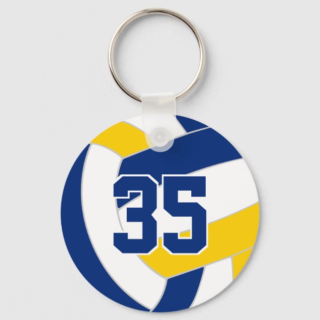 Chaveiro Cores personalizadas da equipe de vôlei de ouro az (Frente)