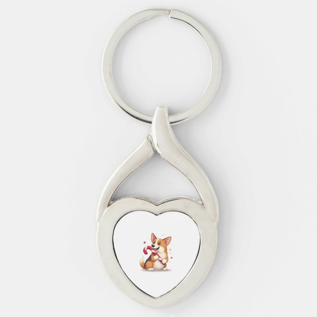 Chaveiro Corgi Candy Cane Joy dog (Frente)