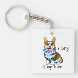 Chaveiro Corgi de laranja-branca para um humor positivo