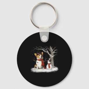 Chaveiro Corgi Engraçado no Natal de Inverno da Árvore na N