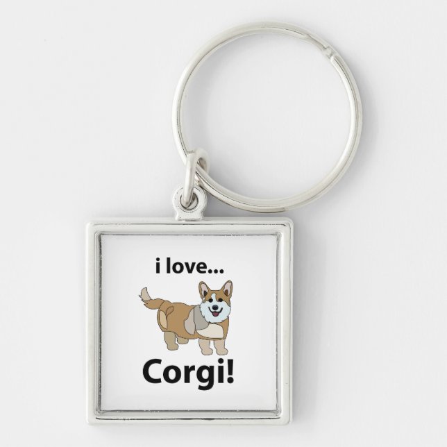 Chaveiro Corgi Eu Amo Corgi  (Frente)