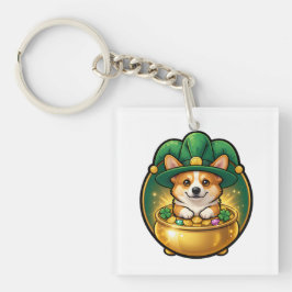 Chaveiro Corgi Leprechaun Pot of Gold St. Patrick’s Day T