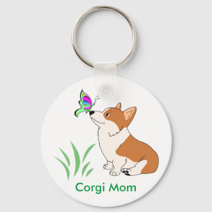 Chaveiro Corgi Mãe com Borboleta