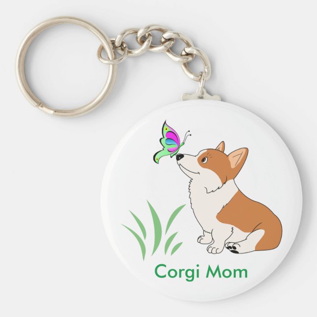 Chaveiro Corgi Mãe com Borboleta (Frente)