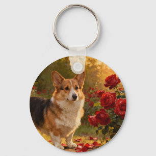 Chaveiro Corgi nas Rosas V