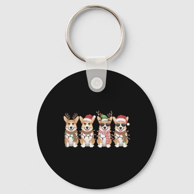 Chaveiro Corgi Papais noeis Árvore de Natal Luzes de Natal  (Frente)