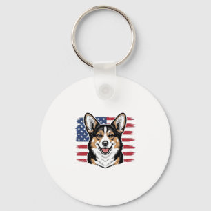 Chaveiro Corgi Patriótico Bandeira Americana Desenho Vetori