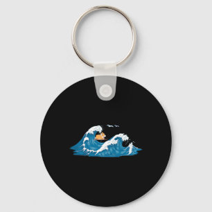 Chaveiro Corgi Surfando Onda Cachorro Galês Filhote