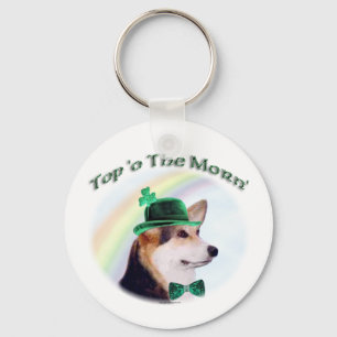 Chaveiro Corgi Top of the Morn'; Corgi Rua. Dia de Patrick