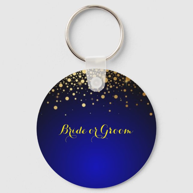 Chaveiro Coroa azul e Dourada para noiva ou noiva (Frente)